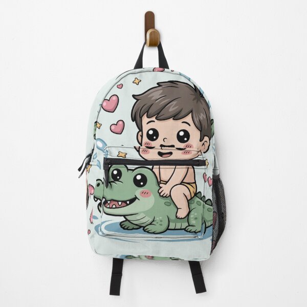 Item preview, Cute Boy Riding Baby Crocodile – Adorable Kawaii Cartoon Design designed and sold by Tidarat-27.
