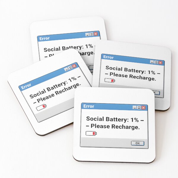 Item preview, Social Battery 1% – Retro Windows Error Message | Introvert Sticker designed and sold by MAEshopstore.