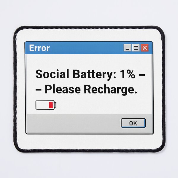Item preview, Social Battery 1% – Retro Windows Error Message | Introvert Sticker designed and sold by MAEshopstore.