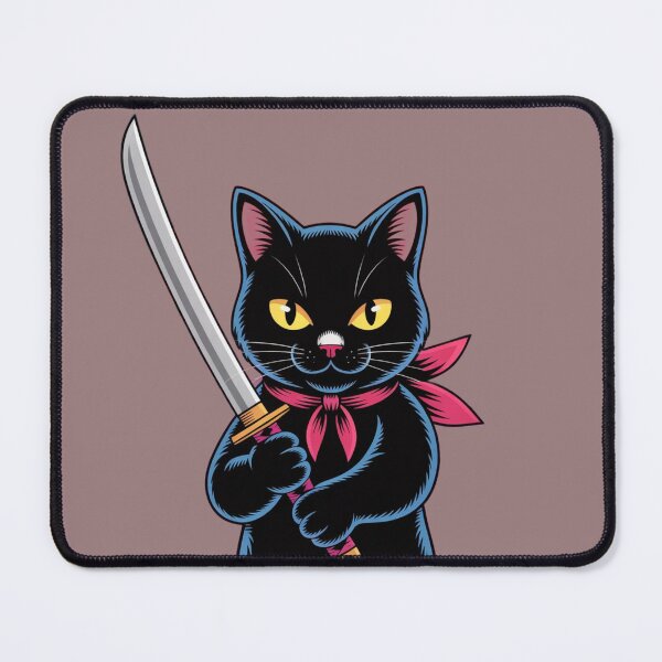 Item preview, Funny Black Cute Samurai Cat – Japanese Manga Style Warrior Illustration designed and sold by STEPHEN-KEMP.