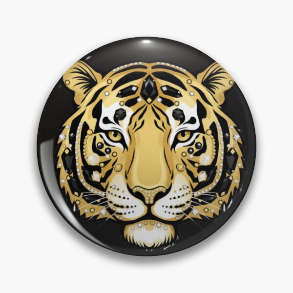 Item preview, Gold Jeweled Face Tiger In Black designed and sold by DesignsByPrnces.