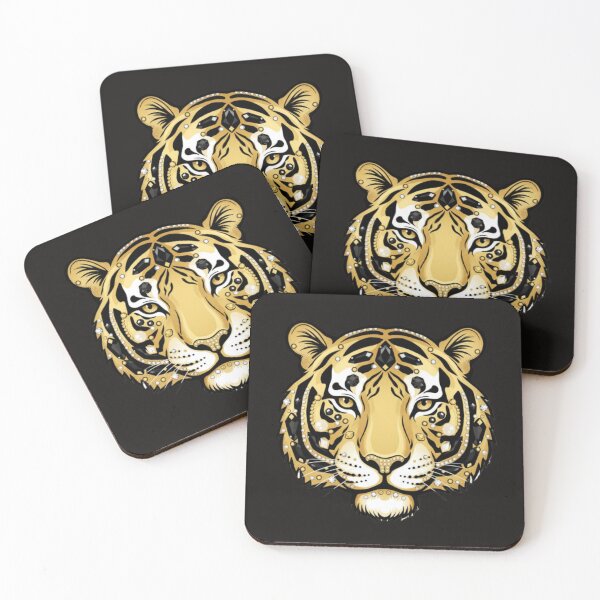 Item preview, Gold Jeweled Face Tiger In Black designed and sold by DesignsByPrnces.