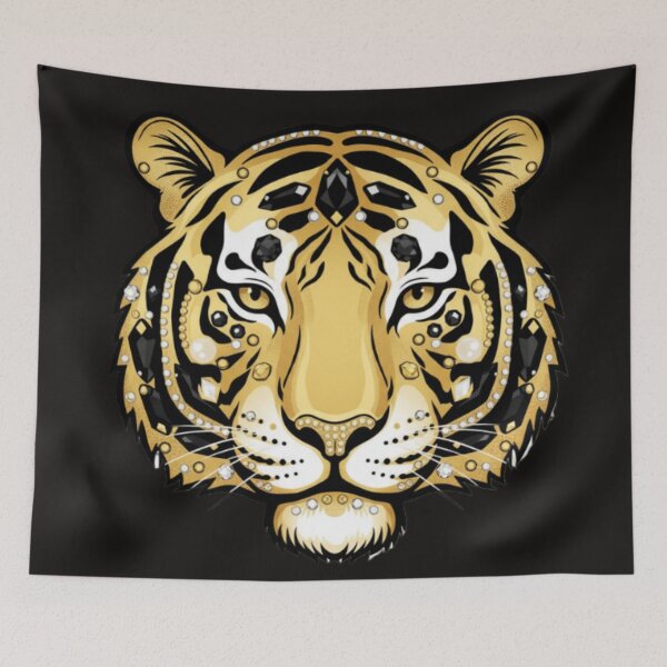 Item preview, Gold Jeweled Face Tiger In Black designed and sold by DesignsByPrnces.