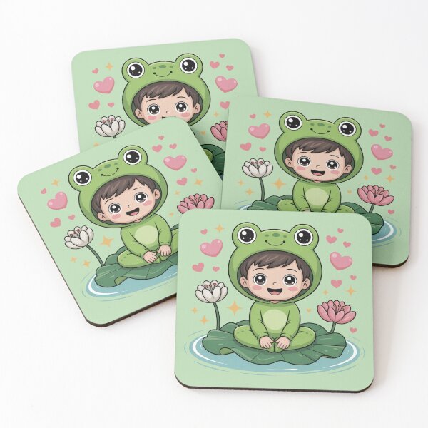 Item preview, Cute Frog Boy on Lily Pad – Kawaii Cartoon Illustration designed and sold by Tidarat-27.