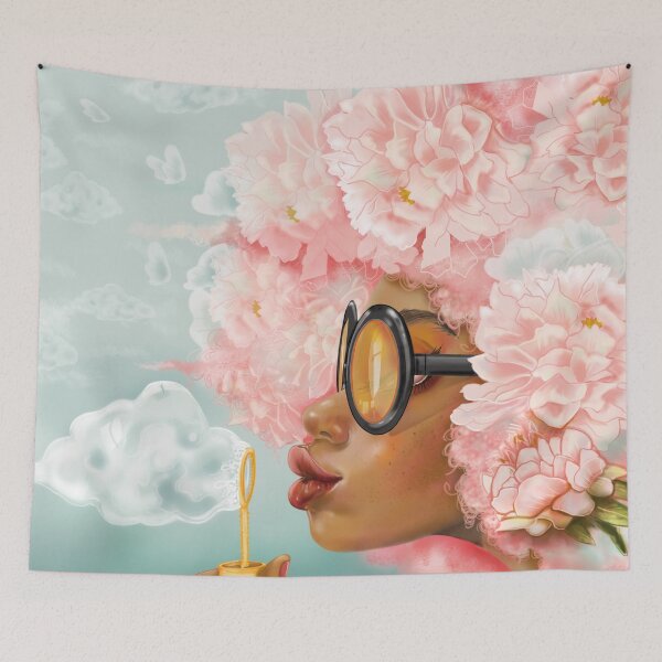 Item preview, Aretha. Portrait of a woman in bloom, pop surrealism designed and sold by FlorenceBretécherArt.
