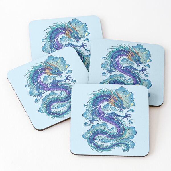 Item preview, Majestic Chinese Dragon of Thunder and Clouds - Blue and Purple Fantasy Art designed and sold by AwesomeBeyondLimits.