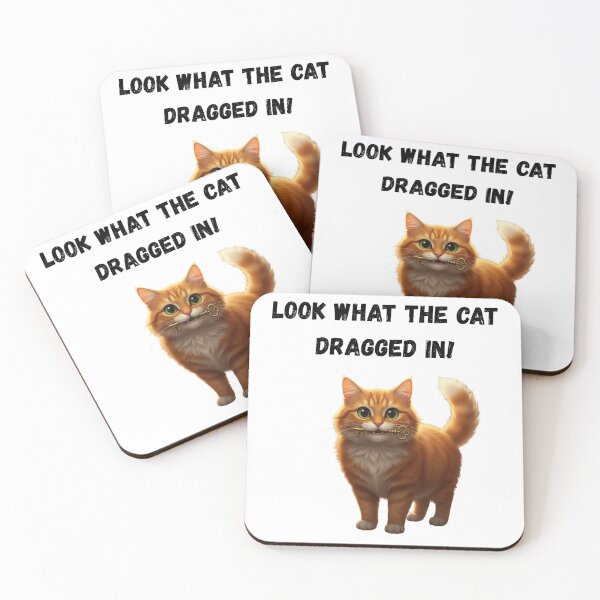 Item preview, Look What the Cat Dragged In Funny Cat Illustration designed and sold by katemaryME.