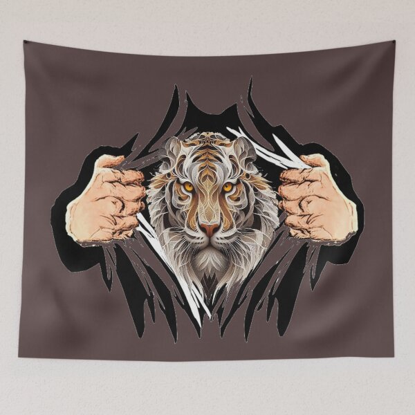 Item preview, "The Tiger's Hidden Power: A 3D Torn Design Reveals the Tiger's Stunning Face" designed and sold by thechoice1.
