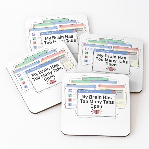 Item preview, My Brain Has Too Many Tabs Open – Funny Retro Tech Sticker / T-shirt designed and sold by MAEshopstore.