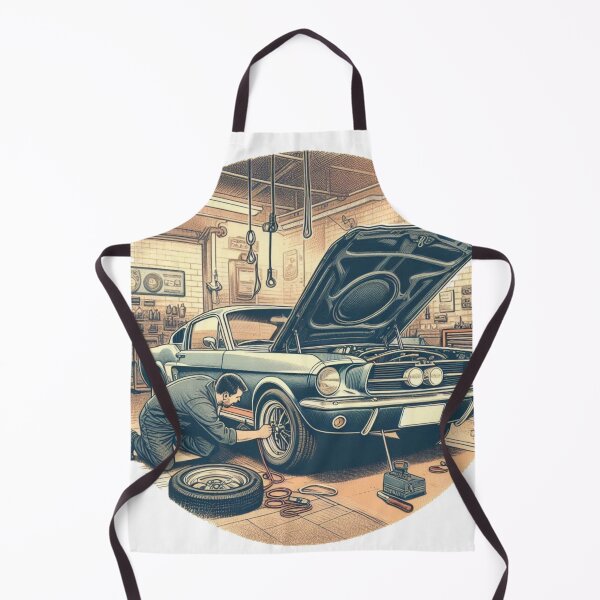 Item preview, Garage – Vintage Mustang Repair Scene for Car Enthusiasts designed and sold by denip.