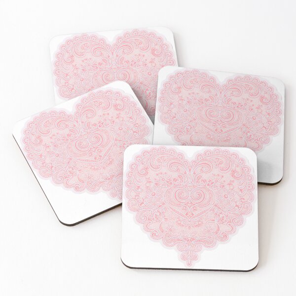 Item preview, Lace Heart Doily Sticker | Elegant Vintage Pink Floral Valentine Art designed and sold by MemoriaWear.