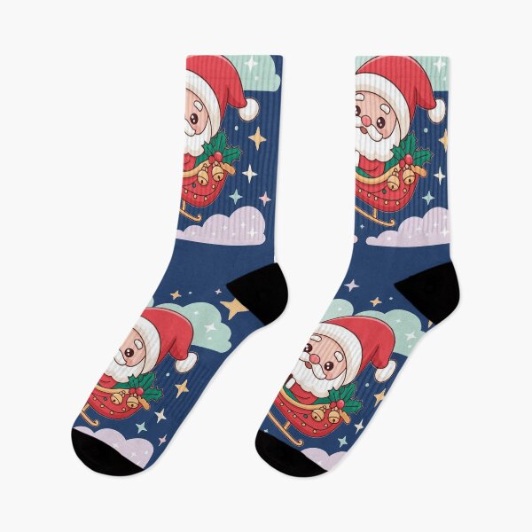 Item preview, Chibi Santa and Reindeer Flying Sleigh - Cute Christmas Scene designed and sold by Tidarat-27.