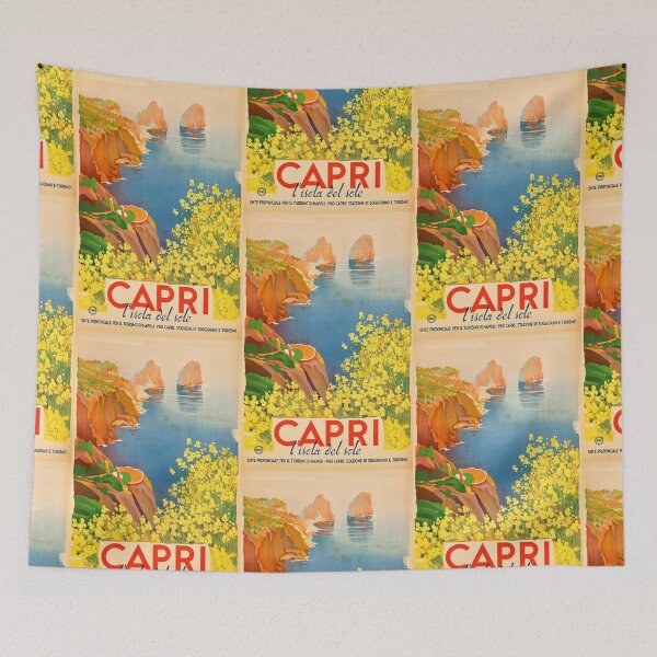 Item preview, Vintage Capri Travel Poster | Art Deco Style | Italian Island Destination | Faraglioni Rocks & Vibrant Colors | 20th Century designed and sold by artofuniverse.
