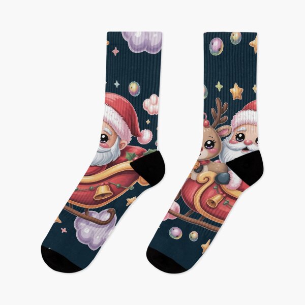Item preview, Magical Chibi Santa and Reindeer - Adorable Christmas Sleigh Ride designed and sold by Tidarat-27.