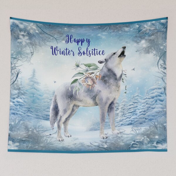 Item preview, Winter Solstice Howl – Enchanted Wolf Under the Snowy Moon designed and sold by MysticOzzy.