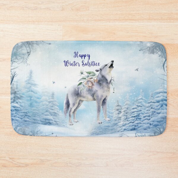 Item preview, Winter Solstice Howl – Enchanted Wolf Under the Snowy Moon designed and sold by MysticOzzy.