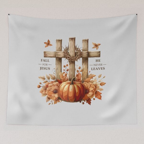 Item preview, Fall for Jesus. He never leaves. designed and sold by Se7enThunders.