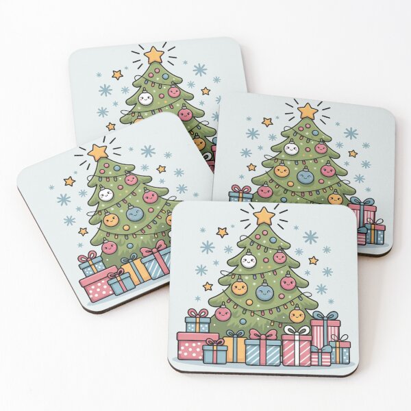 Item preview, Adorable Kawaii Christmas Tree with Happy Presents - Festive Holiday Art designed and sold by Tidarat-27.