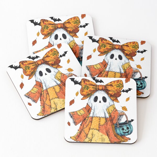 Item preview, Orange Yellow Autumn Ghost - Patchwork Dress Halloween Ghost with Fall Elements designed and sold by wearandwonder.