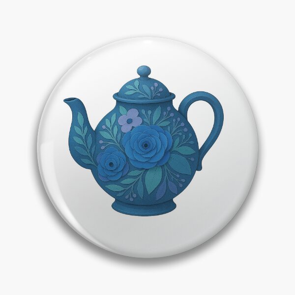 Item preview, Blue Floral Teapot Illustration  designed and sold by Pacika.