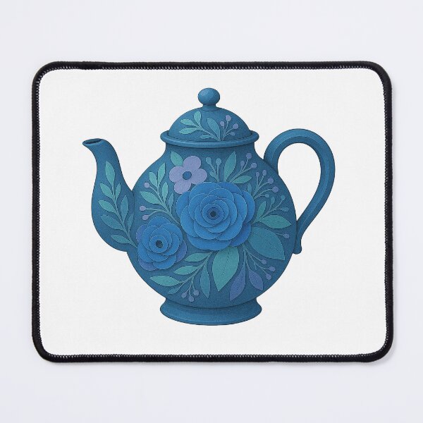 Item preview, Blue Floral Teapot Illustration  designed and sold by Pacika.