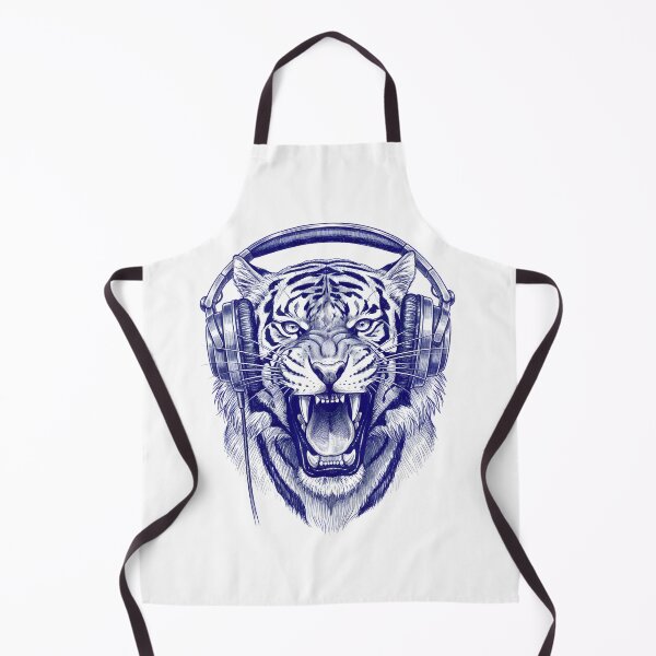 Item preview, TIGER WITH HEADPHONES BLUE PEN DRAWING designed and sold by infinitearte.
