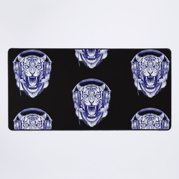 Item preview, TIGER WITH HEADPHONES BLUE PEN DRAWING designed and sold by infinitearte.