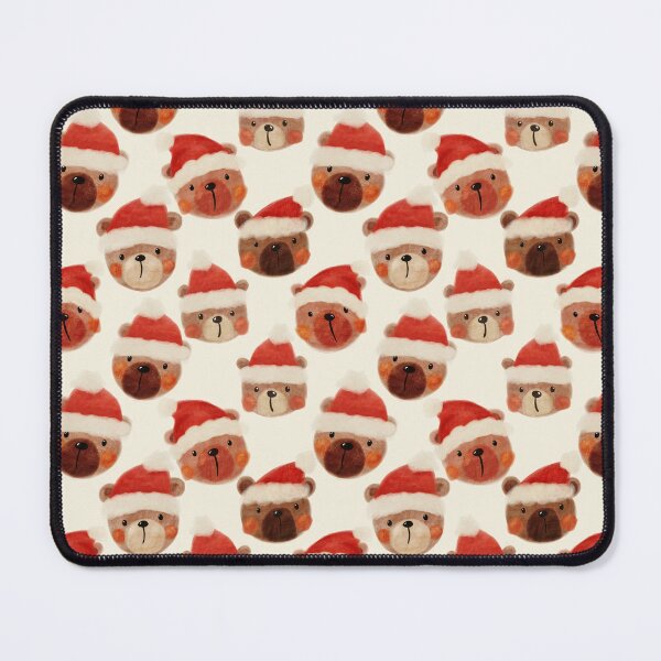 Item preview, Cute hand drawn watercolor teddybears wearing santa hats designed and sold by SJAPhoto.