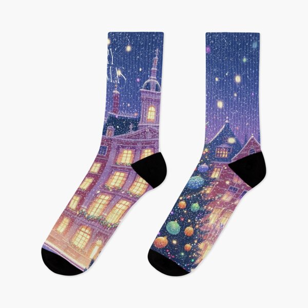 Item preview, Magical Amsterdam in the Snow – Dutch Christmas City Scene with Canals and Tree Lights designed and sold by Sugar Wisdom .