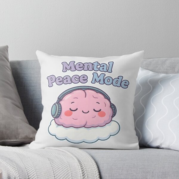Item preview, Mental Peace Mode – Cute Relaxing Brain with Headphones, Mindfulness & Calm Vibes designed and sold by PureBrain.