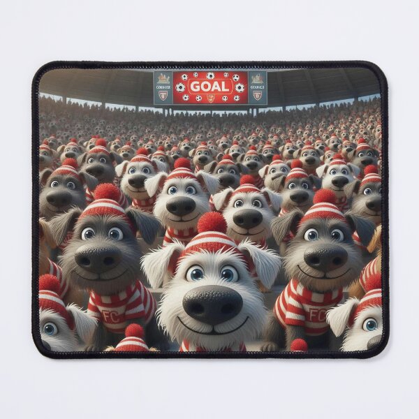 Item preview, Cute Cartoon Dogs as Soccer Fans in Red Stadium Crowd designed and sold by Pixel Pout.