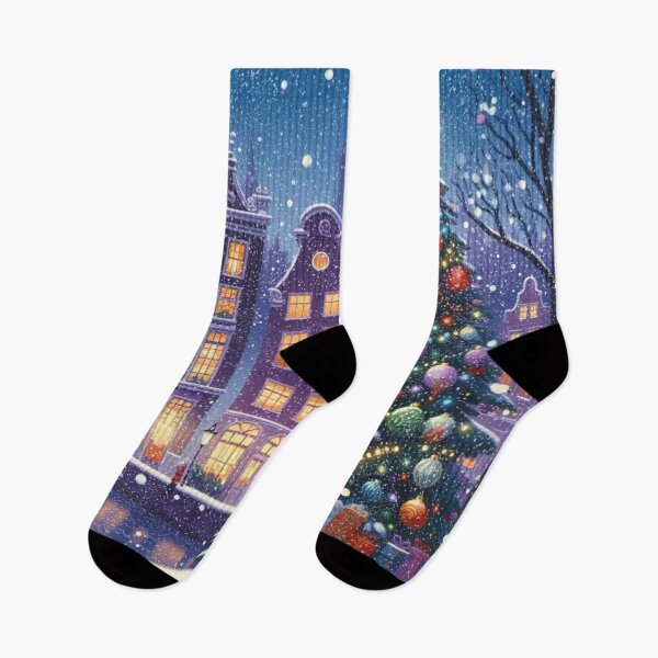 Item preview, Magical Amsterdam in the Snow – Dutch Christmas City Scene with Canals and Tree Lights designed and sold by Sugar Wisdom .