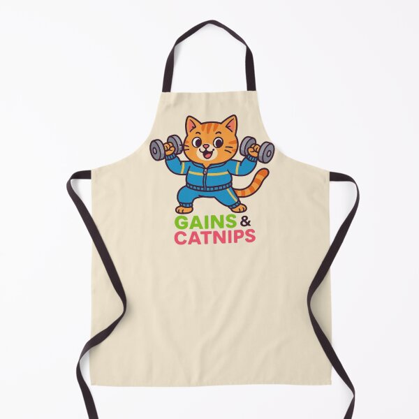 Item preview, Gains & Catnips - Gym Cat Workout Humor designed and sold by MiLaKK.
