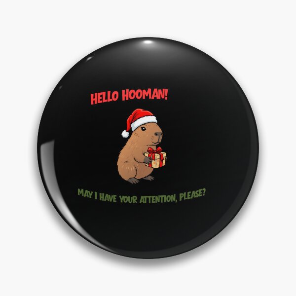 Item preview, Christmas capybara giving a present may I have your attention designed and sold by TrueFeminine.