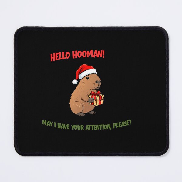 Item preview, Christmas capybara giving a present may I have your attention designed and sold by TrueFeminine.