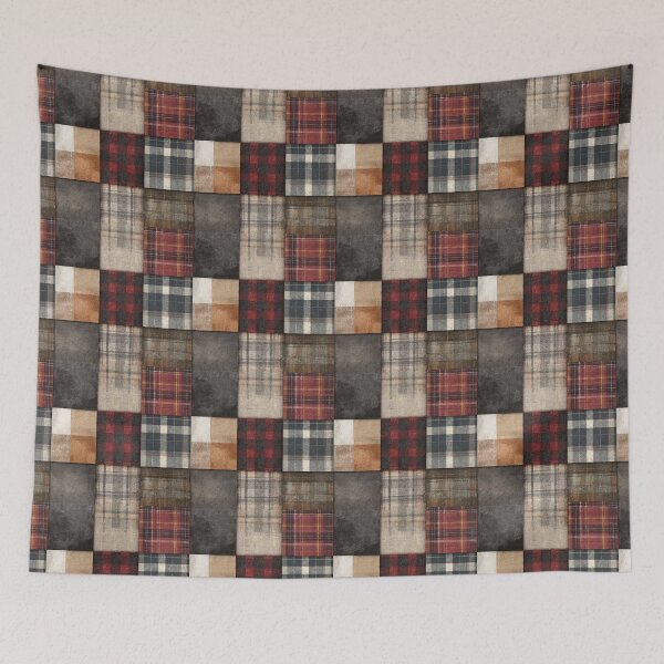 Item preview, Lumberjack patchwork winter pattern  designed and sold by filigreedigital.