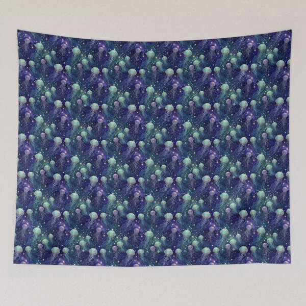 Item preview, Cosmic Bioluminescent Jellyfish in a Starry Galaxy Pattern designed and sold by YuliaHulia.