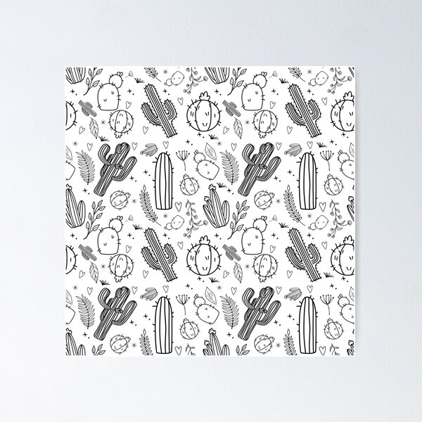 Item preview, Minimalist Cactus Line Art Pattern – Hand-Drawn Desert Doodles designed and sold by annebmeadows.