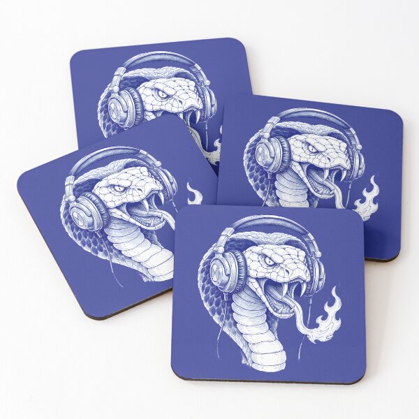 Item preview, COBRA CON AURICULARES Y DIBUJO CON PLUMA AZUL designed and sold by infinitearte.