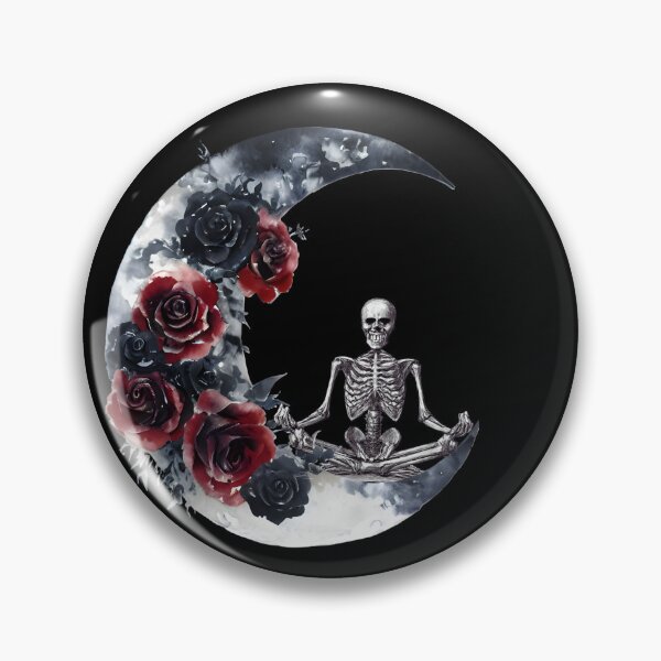 Item preview, Goth Zen Skeleton Meditation T-Shirt | Mystical Moon Crescent, Dark Roses Watercolor Design designed and sold by Vivalore.