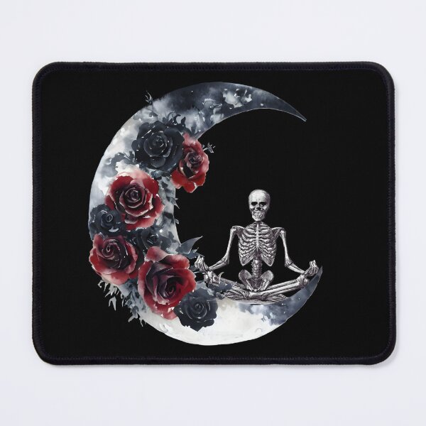 Item preview, Goth Zen Skeleton Meditation T-Shirt | Mystical Moon Crescent, Dark Roses Watercolor Design designed and sold by Vivalore.