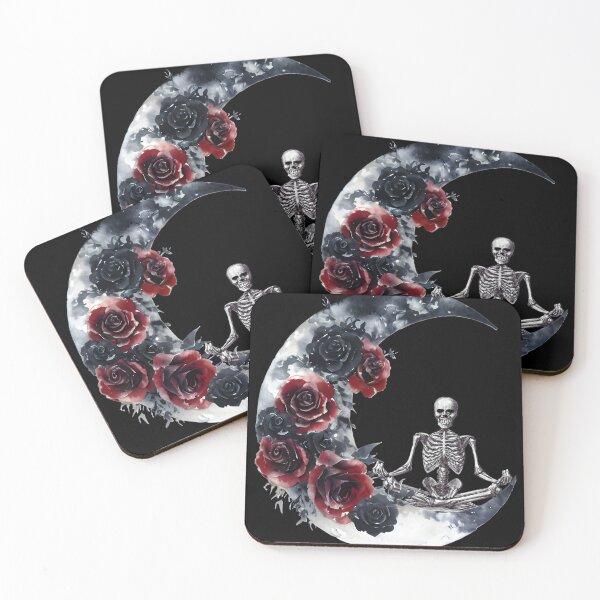 Item preview, Goth Zen Skeleton Meditation T-Shirt | Mystical Moon Crescent, Dark Roses Watercolor Design designed and sold by Vivalore.