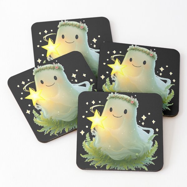 Item preview, Glowing Ghost with Flower Crown – Cute Ghost Holding a Star designed and sold by wearandwonder.