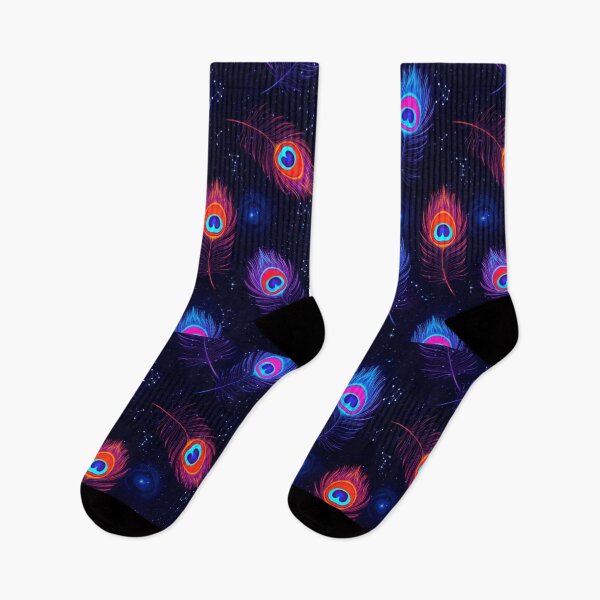 Item preview, Galaxy Neon Peacock Pattern - Cosmic Redbubble Print designed and sold by ExploreAura Studio.