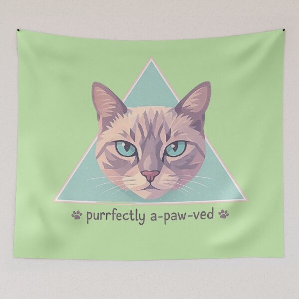 Item preview, Purrfectly A-paw-ved - Geometric Cat Pun designed and sold by MiLaKK.