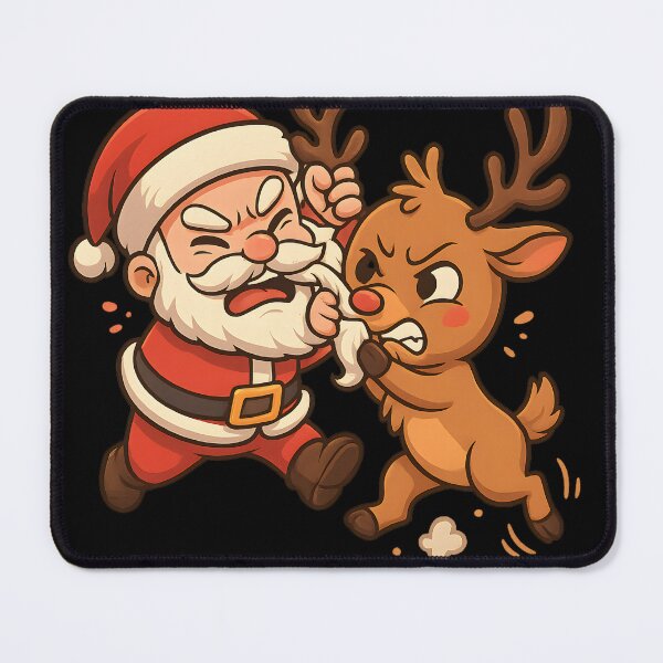 Item preview, Mini Santa vs. Mini Reindeer – Total Christmas Chaos designed and sold by KawaiiOrbit.