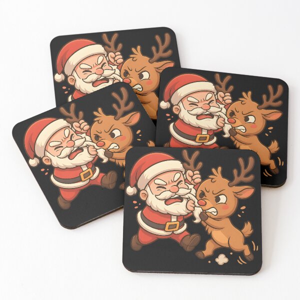 Item preview, Mini Santa vs. Mini Reindeer – Total Christmas Chaos designed and sold by KawaiiOrbit.