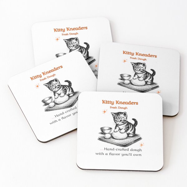 Item preview, Cute Kitty Bakery Design – Hand-Crafted Dough Quote – Funny Cat Kneading Illustration designed and sold by ArtoraGallery.