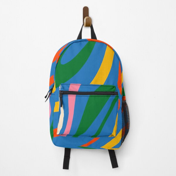 Item preview, Colorful Abstract Retro Modern Wavy Loops Pattern on Blue designed and sold by kierkegaard.