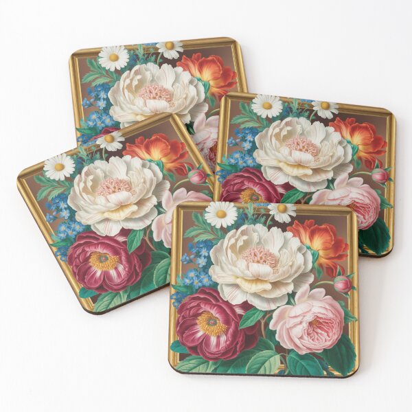 Item preview, Vintage Botanical Floral Painting - Classic Garden Flowers in Gold Frame designed and sold by Random Candy Studio.